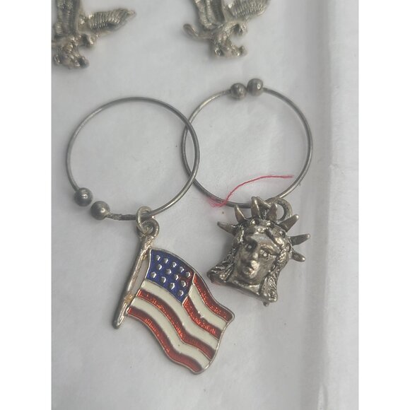 Vintage Wine Glass Charms Set Of 10 Patriotic & Americana Themed Metal Charms En - Picture 8 of 8